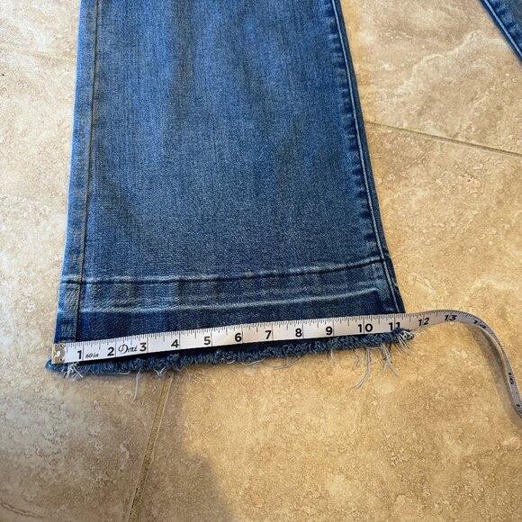 RISEN Medium Wash Ombre Hem Patch Pocket Wide Leg Jeans - Picture 8 of 9